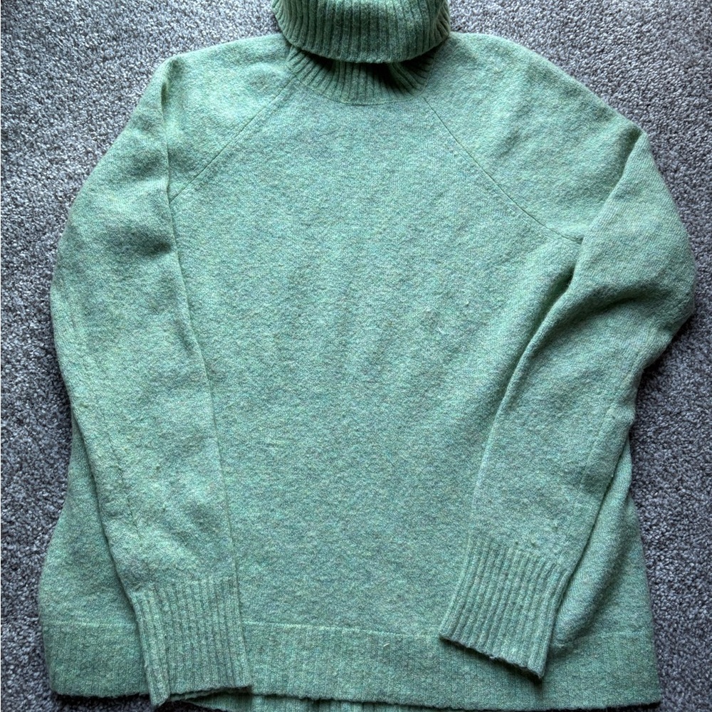 J. Crew Light Green Turtleneck Sweater
